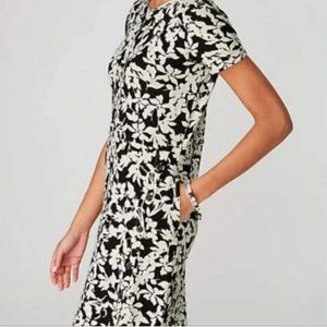 J JILL BLACK & OATMEAL FLORAL PRINT DRESS
